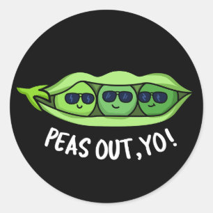 Peas Out Yo Funny Peas Pun Dark BG Ronde Sticker