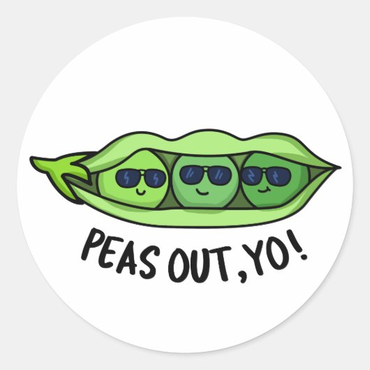 Peas Out Yo Funny Peas Pun Ronde Sticker (Voorkant)