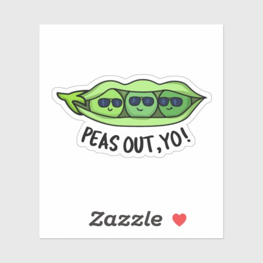 Peas Out Yo Funny Peas Pun Sticker (Vel)