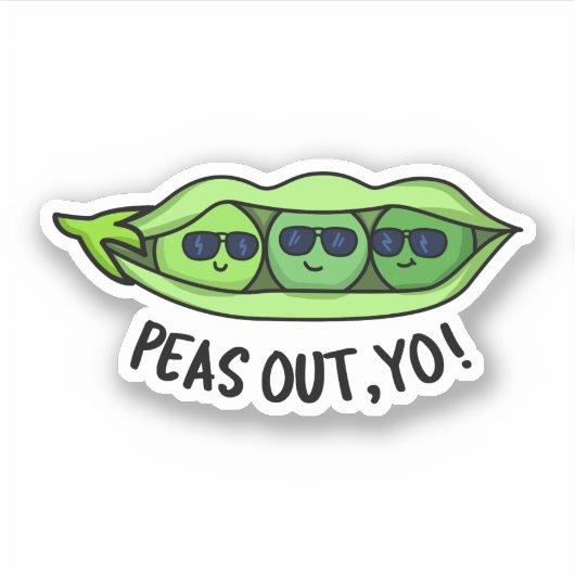 Peas Out Yo Funny Peas Pun Sticker (Voorkant)