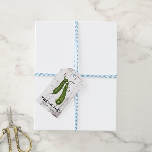 Peas Pea Pod White Wood Rustige Farmhouse Party Cadeaulabel (Met Touw)