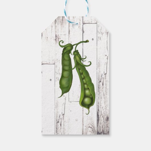 Peas Pea Pod White Wood Rustige Farmhouse Party Cadeaulabel (Achterkant)
