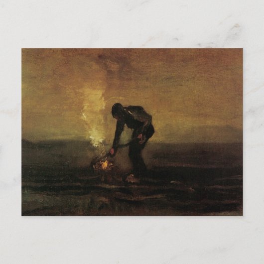 Peasant Burning Weeds, Vincent van Gogh Briefkaart (Voorkant)