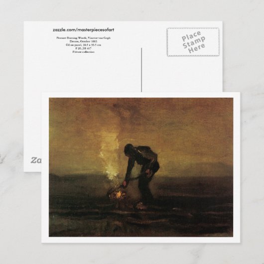 Peasant Burning Weeds, Vincent van Gogh Briefkaart (Voorkant / Achterkant)