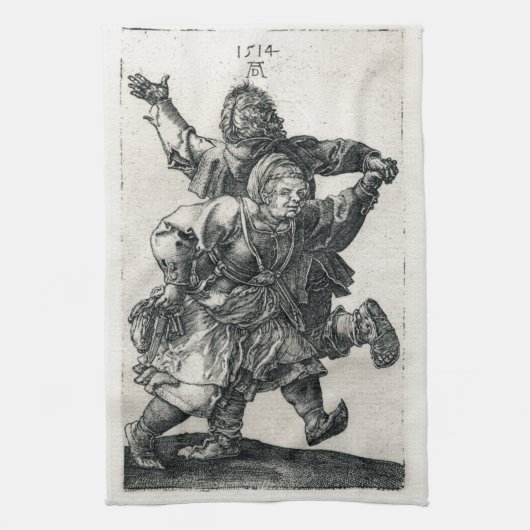Peasant Couple Dancing by Albrecht Durer Theedoek (Verticaal)