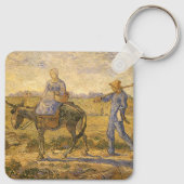 Peasant Couple gaat werken door Vincent van Gogh Sleutelhanger (Achterkant)