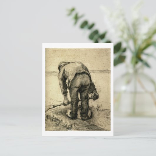 Peasant Lifting Beet, Vincent van Gogh Briefkaart (Staand voorkant)