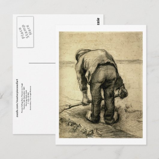 Peasant Lifting Beet, Vincent van Gogh Briefkaart (Voorkant / Achterkant)