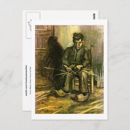 Peasant Making a Basket, Vincent van Gogh Briefkaart (Voorkant / Achterkant)