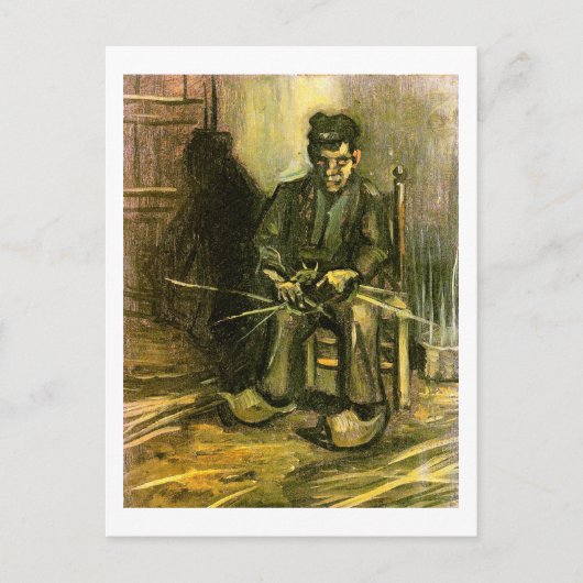 Peasant Making a Basket, Vincent van Gogh Briefkaart (Voorkant)