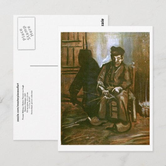 Peasant Making a Basket, Vincent van Gogh Briefkaart (Voorkant / Achterkant)
