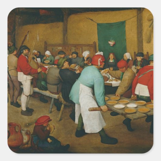 Peasant Wedding , 1568 Vierkante Sticker (Voorkant)