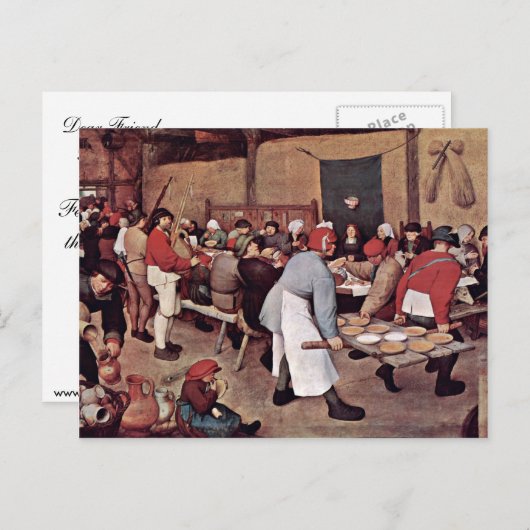 Peasant Wedding by Bruegel D. Ä. Pieter Briefkaart (Voorkant / Achterkant)