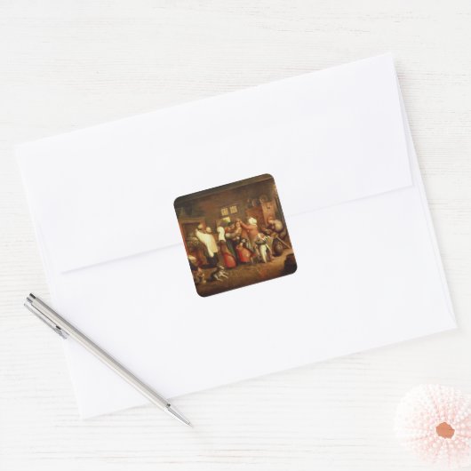 Peasant Wedding Vierkante Sticker (Envelop)