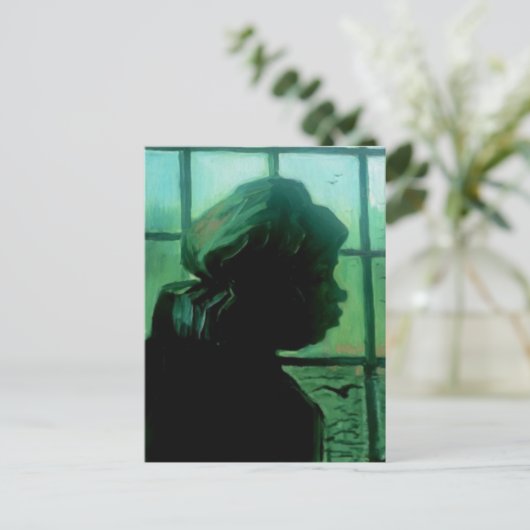 Peasant Woman against Window,Van Gogh Fine Art Briefkaart (Staand voorkant)