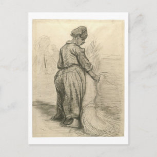 Peasant Woman Binding Sheaf, Vincent van Gogh Briefkaart