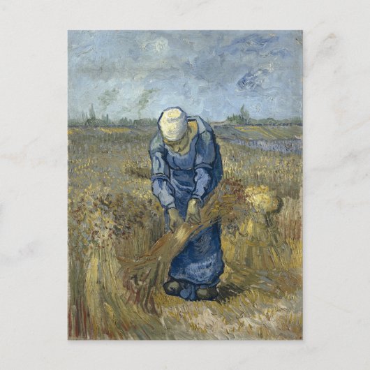Peasant Woman Binding Sheaves door Vincent Van Gog Briefkaart (Voorkant)