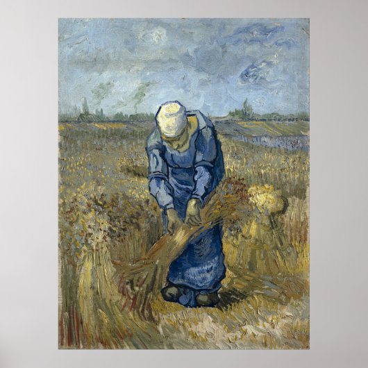 Peasant Woman Binding Sheaves door Vincent Van Gog Poster (Voorkant)