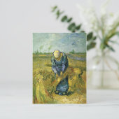 Peasant Woman Binding Sheaves, Vincent van Gogh Briefkaart (Staand voorkant)