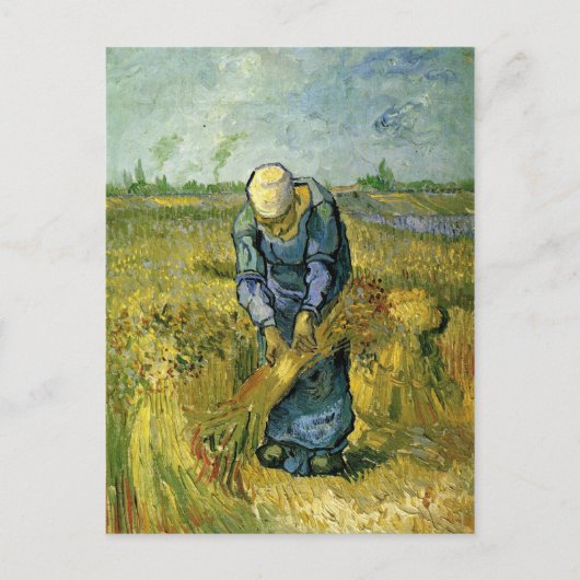 Peasant Woman Binding Sheaves, Vincent van Gogh Briefkaart (Voorkant)