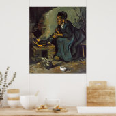 Peasant Woman Cooking by a Fireplace by Van Gogh Poster (Keuken)
