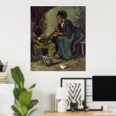 Peasant Woman Cooking by a Fireplace by Van Gogh Poster (Thuiskantoor)