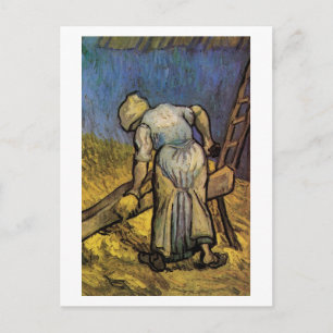 Peasant Woman Cutting Straw, Vincent van Gogh Briefkaart