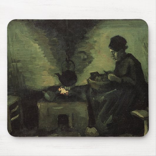 Peasant Woman door Fireplace door Vincent van Gogh Muismat (Voorkant)