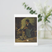 Peasant Woman door Fireplace, Vincent van Gogh Briefkaart (Staand voorkant)