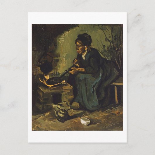Peasant Woman door Fireplace, Vincent van Gogh Briefkaart (Voorkant)