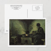Peasant Woman door Fireplace, Vincent van Gogh Briefkaart (Voorkant / Achterkant)