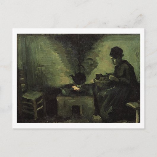 Peasant Woman door Fireplace, Vincent van Gogh Briefkaart (Voorkant)