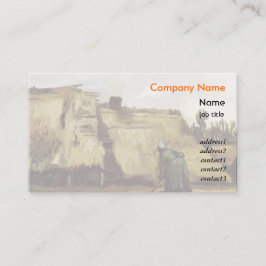 Peasant Woman graaft voor haar Cottage Vin Visitekaartje