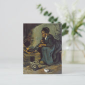 Peasant Woman Koken door een haard Briefkaart (Staand voorkant)