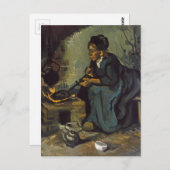 Peasant Woman Koken door een haard Briefkaart (Voorkant / Achterkant)