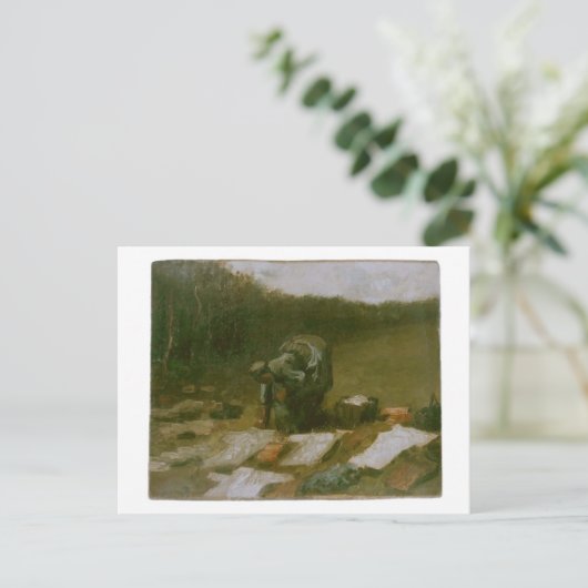 Peasant Woman Laundering, Vincent van Gogh Briefkaart (Staand voorkant)