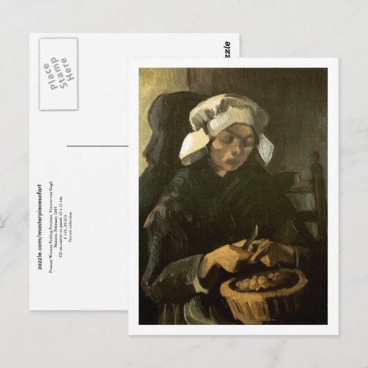 Peasant Woman Peeling Potates Vincent van Gogh Briefkaart (Voorkant / Achterkant)