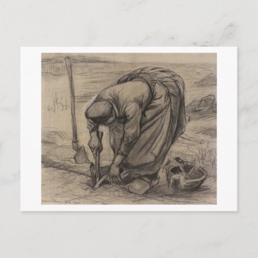 Peasant Woman Planting Beets, Vincent van Gogh Briefkaart (Voorkant)