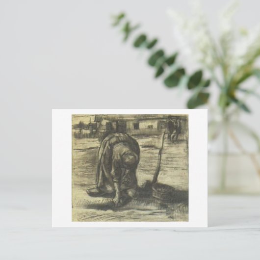 Peasant Woman Planting Potates, Vincent van Gogh Briefkaart (Staand voorkant)