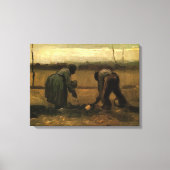 Peasant Woman Planting Potato door Vincent van Gog Canvas Afdruk (Voorkant)