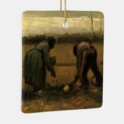 Peasant Woman Planting Potato door Vincent van Gog Keramisch Ornament (Rechts)