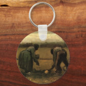 Peasant Woman Planting Potato door Vincent van Gog Sleutelhanger (Voorkant)