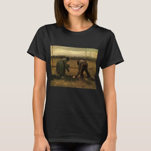 Peasant Woman Planting Potato door Vincent van Gog T-shirt (Voorkant)