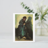 Peasant Woman Sweeping Floor, Vincent van Gogh Briefkaart (Staand voorkant)