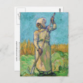 Peasant Woman with Rake, Vincent van Gogh Fine Art Briefkaart (Voorkant / Achterkant)