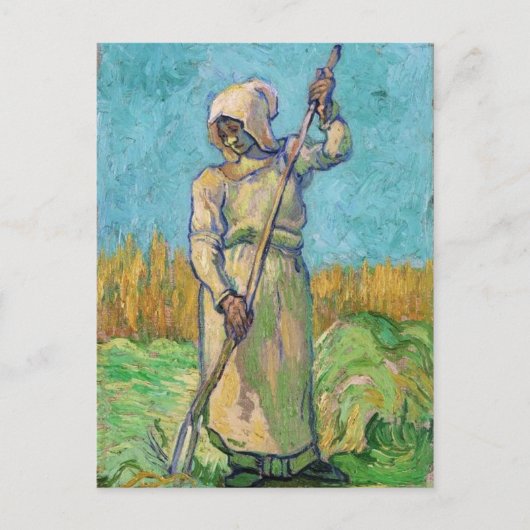Peasant Woman with Rake, Vincent van Gogh Fine Art Briefkaart (Voorkant)