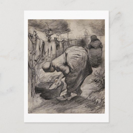Peasant Women, Washtub & Laundry, Vincent van Gogh Briefkaart (Voorkant)