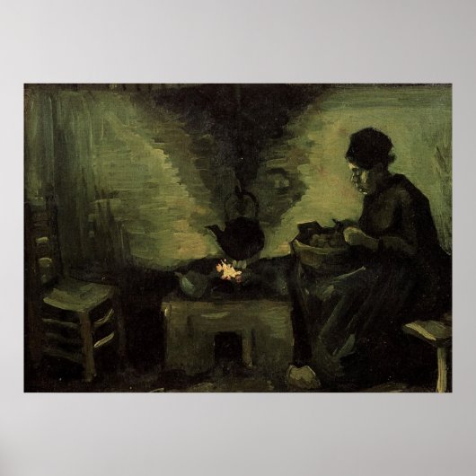 Peasante vrouw door de haard Vincent van Gogh Poster (Voorkant)