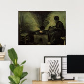 Peasante vrouw door de haard Vincent van Gogh Poster (Thuiskantoor)