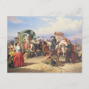 Peasantia van de Campagna, 1860 (olie op doek) Briefkaart